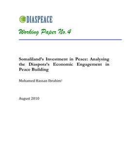 Somaliland's Investment in Peace: Analysing the Diaspora's Economic