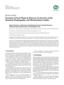 Inventory of Toxic Plants in Morocco: an Overview of the Botanical, Biogeography, and Phytochemistry Studies