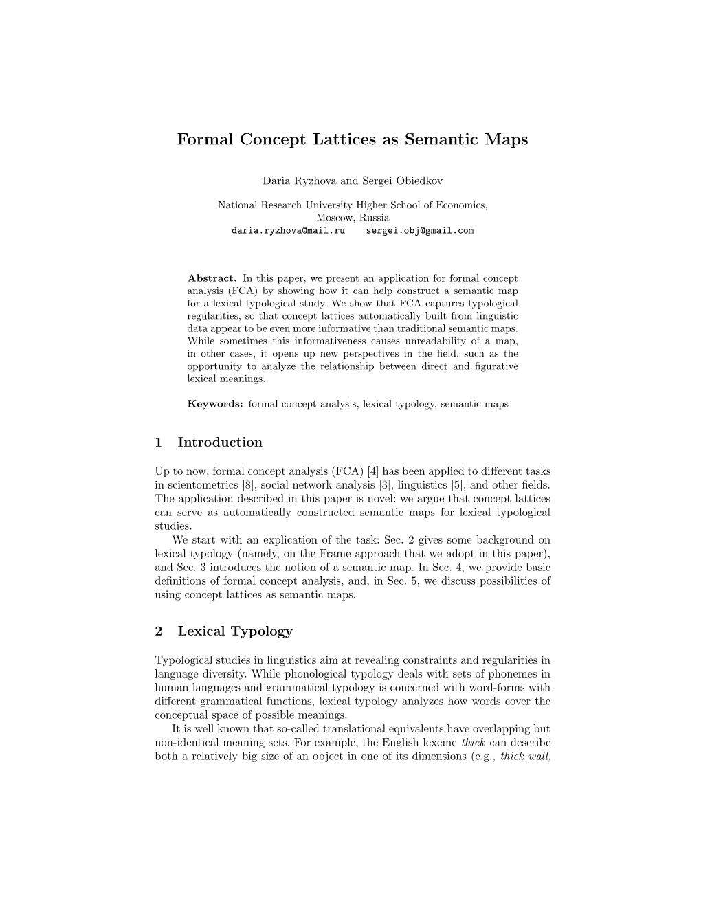 Formal Concept Lattices As Semantic Maps