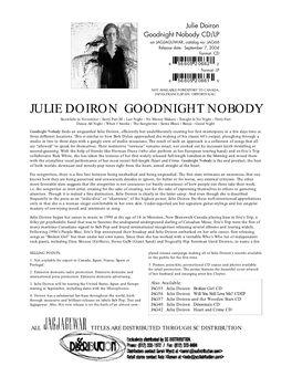 Julie Doiron Goodnight Nobody CD/LP on JAGJAGUWAR, Catalog No: JAG66 Release Date: September 7, 2004 Format: CD