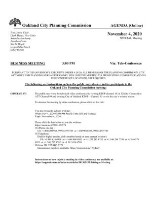 Oakland City Planning Commission November 4, 2020