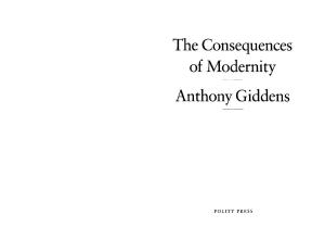 The Consequences of Modernity Anthony Giddens