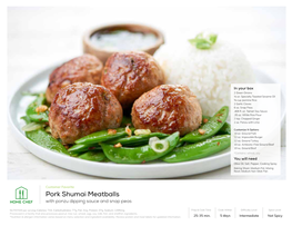 Pork Shumai Meatballs with Ponzu Dipping Sauce and Snap Peas