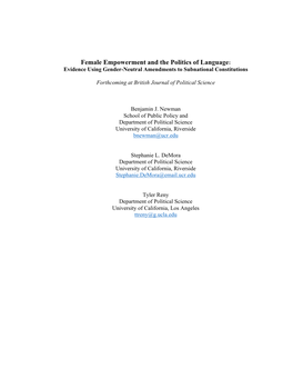 Female Empowerment and the Politics of Language: Evidence Using Gender-Neutral Amendments to Subnational Constitutions