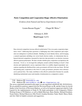 Party Competition and Cooperation Shape Affective Polarization