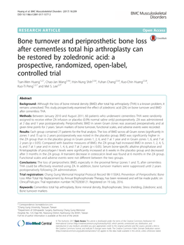 Bone Turnover and Periprosthetic Bone