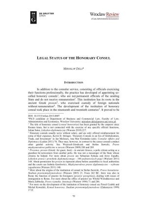 Legal Status of the Honorary Consul