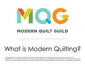 What Is Modern Quilting?