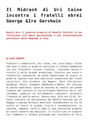Il Midrash Di Uri Caine Incontra I Fratelli Ebrei George &Ira Gershwin