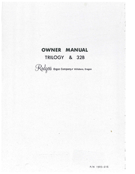 Owner Manual. Trilogy &