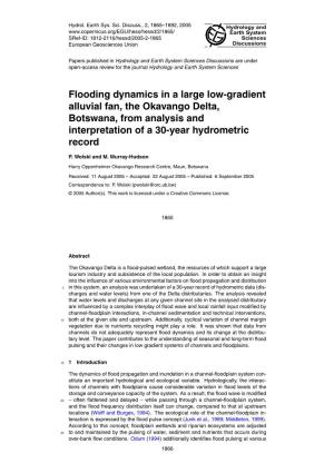 Flooding Dynamics in a Large Low-Gradient Alluvial Fan, the Okavango Delta, Botswana, from Analysis and Interpretation of a 30-Year Hydrometric Record