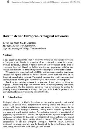 How to Define European Ecological Networks