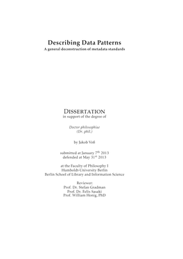Describing Data Patterns. a General Deconstruction of Metadata Standards