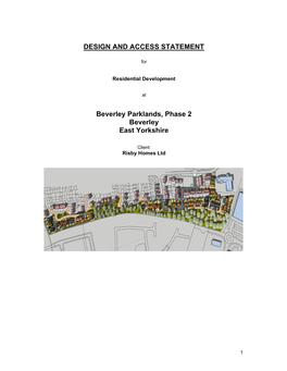 DESIGN and ACCESS STATEMENT Beverley Parklands, Phase 2