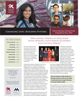 Changing Lives. Building Futures. Your Donor Newsletter Summer & Fall 2015