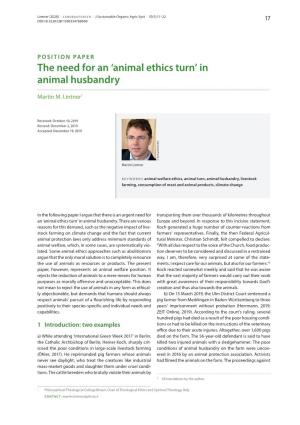 The Need for an 'Animal Ethics Turn' in Animal Husbandry