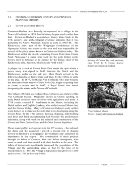 2.0 Croton-On-Hudson History and Previous Planning Efforts