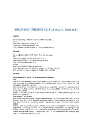 EUROPEAN ATHLETICS 2017-18 Results Issue N.31