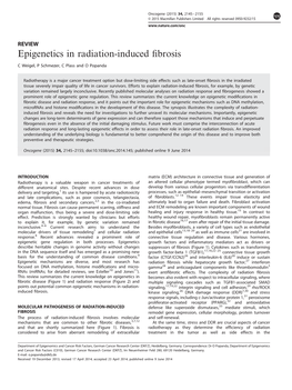 Epigenetics in Radiation-Induced Fibrosis