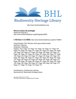 Revision of the Genus Sternocoelis Lewis, 1888 (Coleoptera: Histeri- Dae), with a Proposed Phylogeny