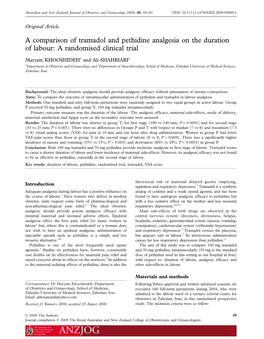 A Comparison of Tramadol and Pethidine Analgesia on the Duration of Labour: a Randomised Clinical Trial