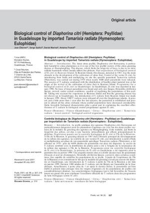 Biological Control of Diaphorina Citri (Hemiptera: Psyllidae)
