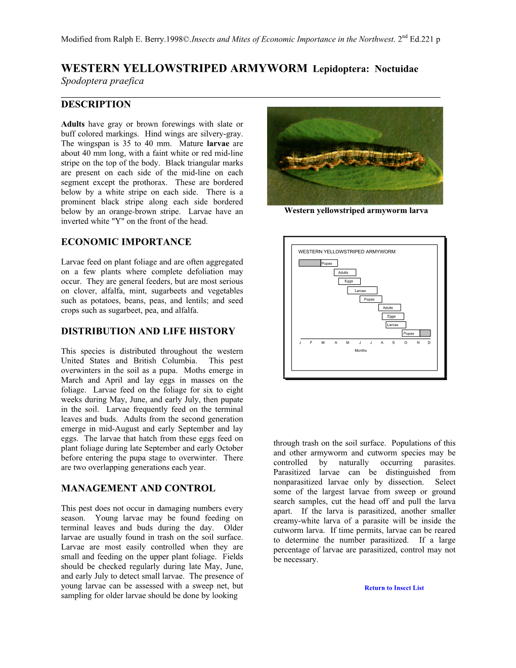 WESTERN YELLOWSTRIPED ARMYWORM Lepidoptera: Noctuidae Spodoptera Praefica ______DESCRIPTION