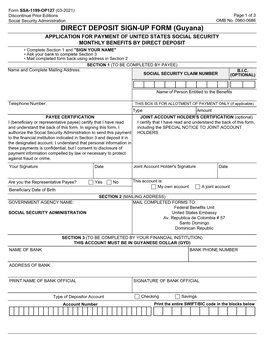 DIRECT DEPOSIT SIGN-UP FORM (Guyana)