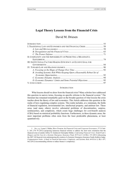Legal Theory Lessons from the Financial Crisis David M. Driesen