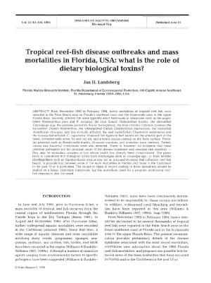 Tropical Reef-Fish Disease Outbreaks and Mass Mortalities in Florida, USA: What Is the Role of Dietary Biological Toxins?