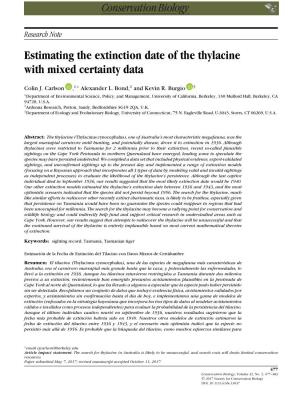 Estimating the Extinction Date of the Thylacine with Mixed Certainty Data