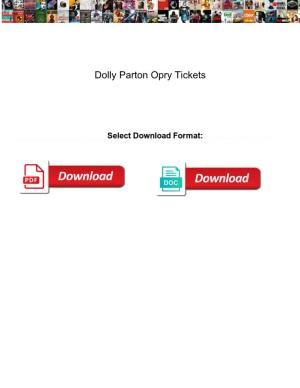Dolly Parton Opry Tickets