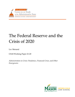 The Federal Reserve and the Crisis of 2020