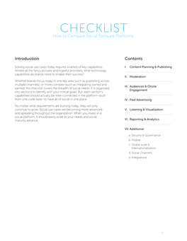 CHECKLIST How to Compare Social Software Platforms