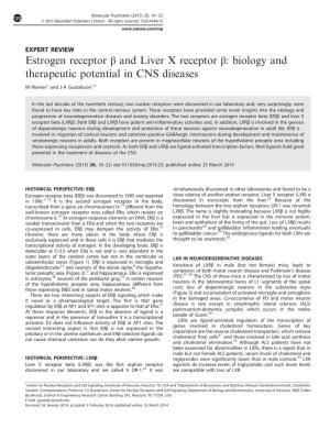 Estrogen Receptor &Beta; and Liver X Receptor &Beta;: Biology and Therapeutic Potential in CNS Diseases