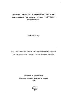 Implications for the Training Provision for Brazilian Office Workers