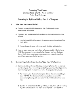 Growing in Spiritual Gifts- Tongues