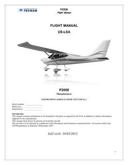 Flight Manual Us-Lsa P2008