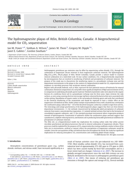 The Hydromagnesite Playas of Atlin, British Columbia, Canada: a Biogeochemical Model for CO2 Sequestration Ian M
