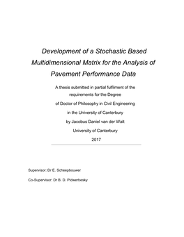 Development of a Stochastic Based Multidimensional Matrix for the Analysis of Pavement Performance Data