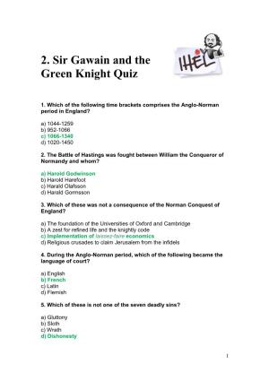 Sir Gawain and the Green Knight Quiz