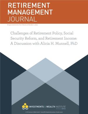 RETIREMENT MANAGEMENT JOURNAL a Reprinted Article from Volume 8, Number 1, 2019