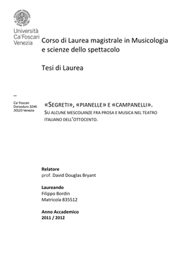 Su Alcune Mescolanze Fra Prosa E Musica Nel Teatro Italiano Dell ’Ottocento