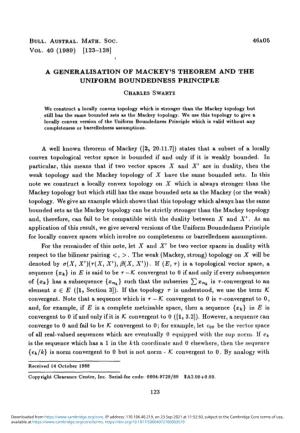 A Generalisation of Mackey's Theorem and the Uniform Boundedness Principle