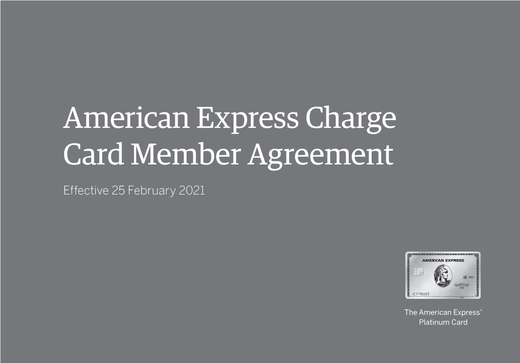 American Express Charge Card Member Agreement