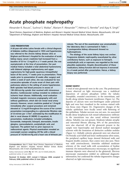 Acute Phosphate Nephropathy Alexander K