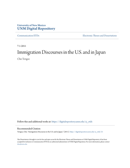 Immigration Discourses in the U.S. and in Japan Chie Torigoe