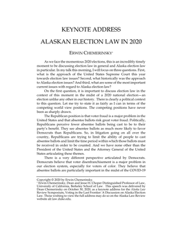 Alaskan Election Law in 2020