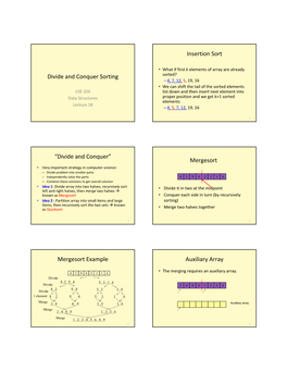 Divide and Conquer Sorting Insertion Sort