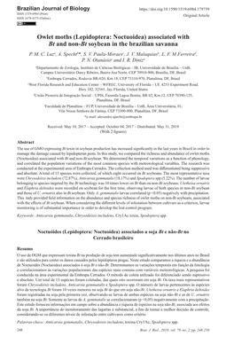 (Lepidoptera: Noctuoidea) Associated with Bt and Non-Bt Soybean in the Brazilian Savanna P